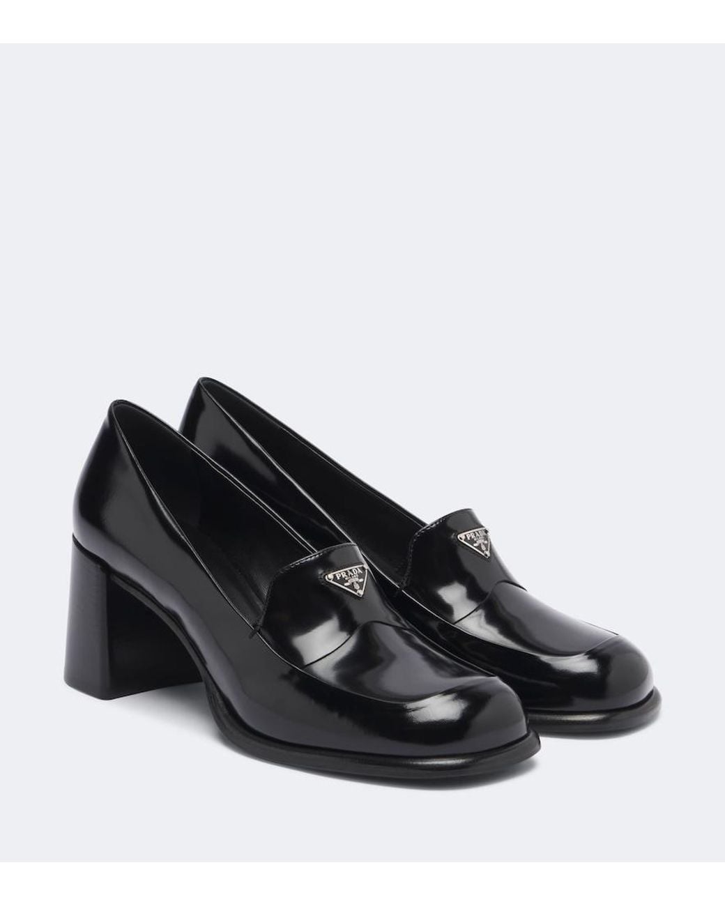 Prada Black Patent Leather Loafer Pumps