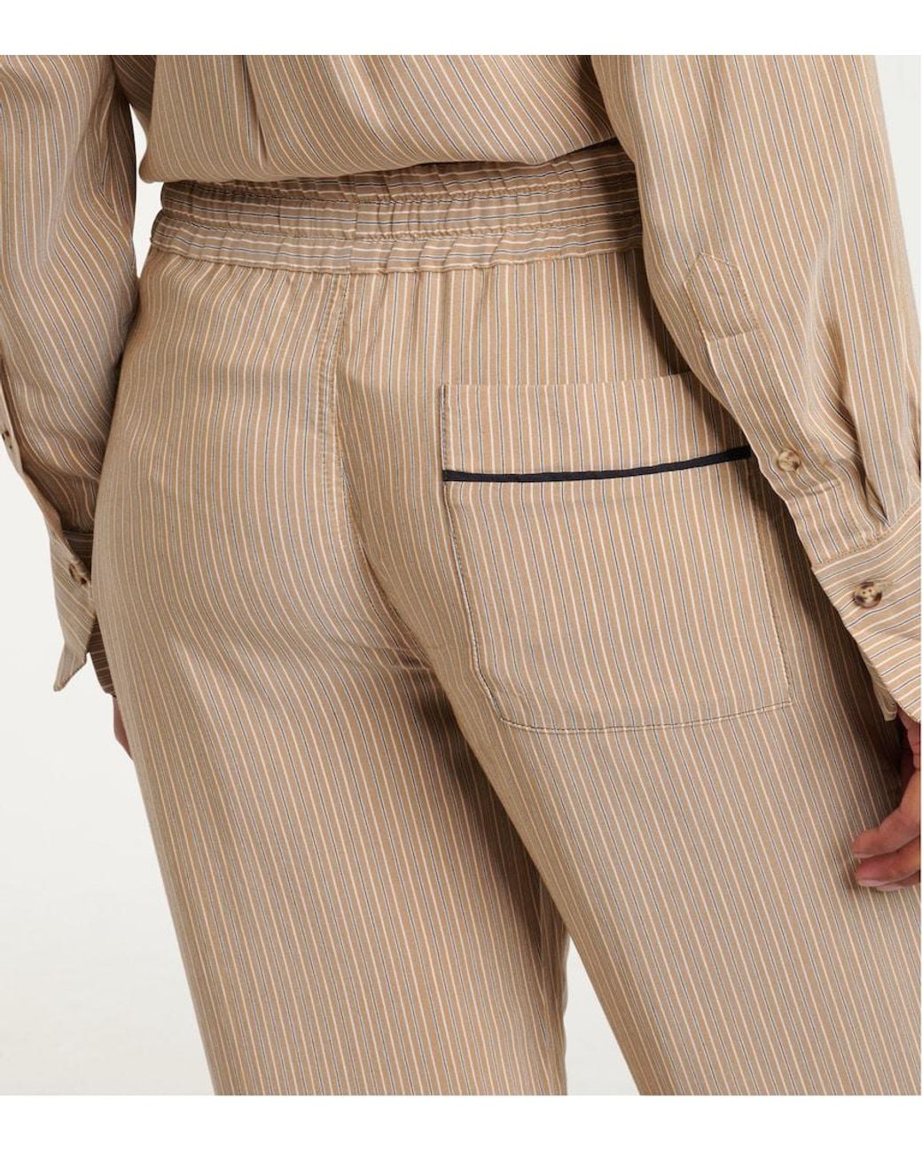 Victoria Beckham Natural Striped Pajama Pants