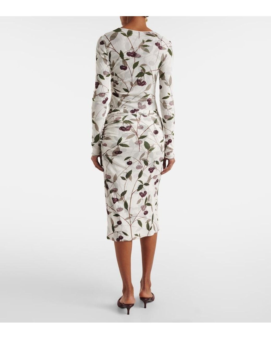Stella McCartney White Cherry Print Midi Skirt