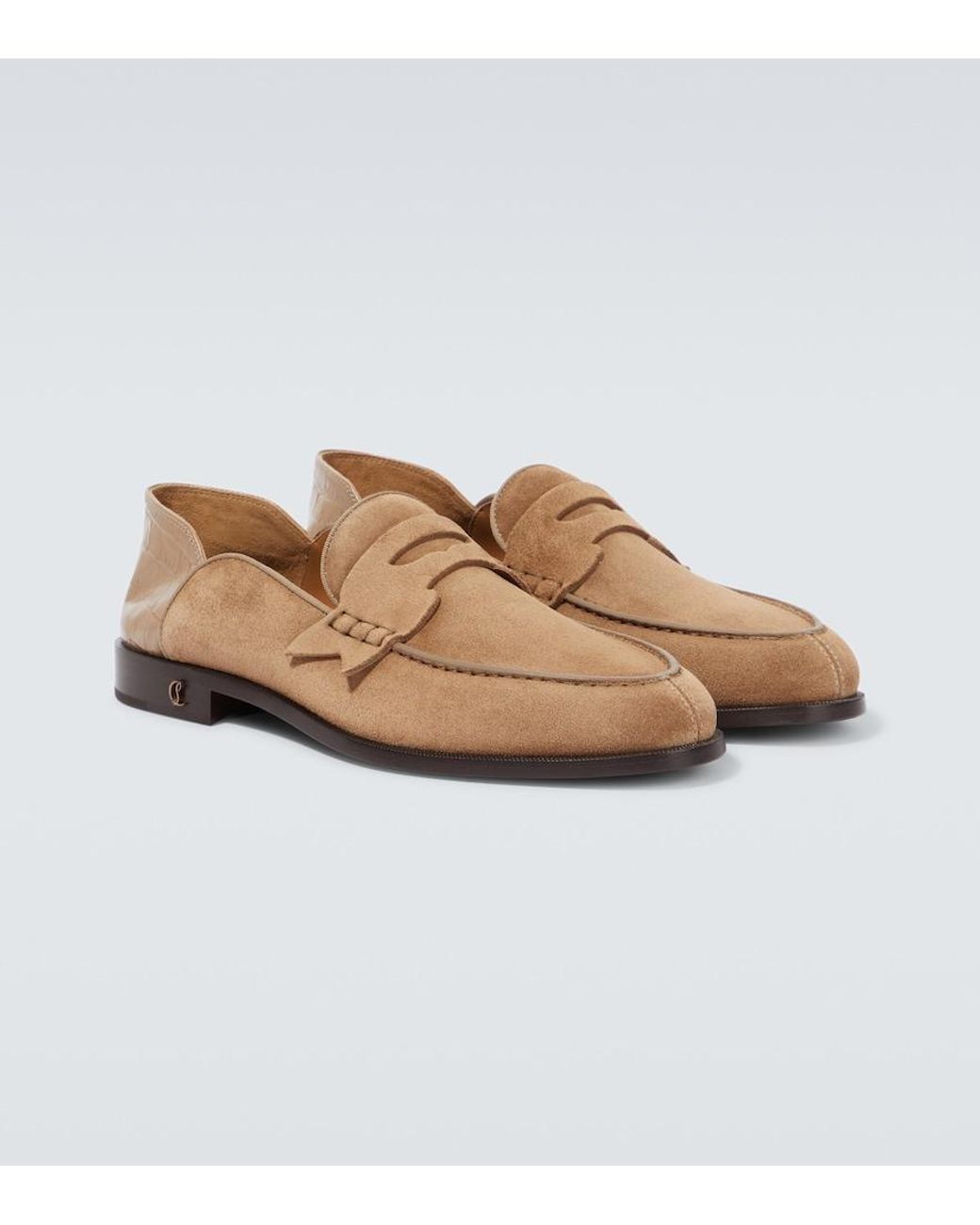 Christian Louboutin Loafers Penny No Back Aus Veloursleder in Brown für Herren