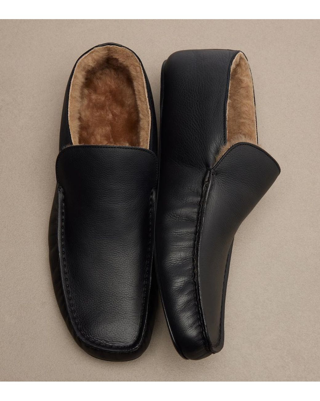 The Row Black Leo Shearling-Lined Leather Loafers