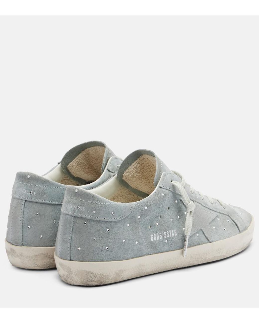 Golden Goose Deluxe Brand White Super-Star Embellished Suede Sneakers