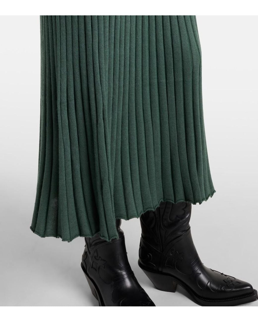 Gabriela Hearst Green Amor Cashmere And Silk Midi Dress