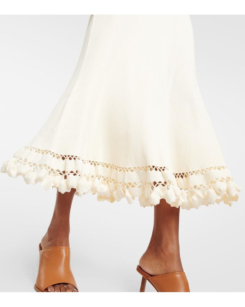 Ulla Johnson Natural Ayla Ribbed-Knit Maxi Skirt