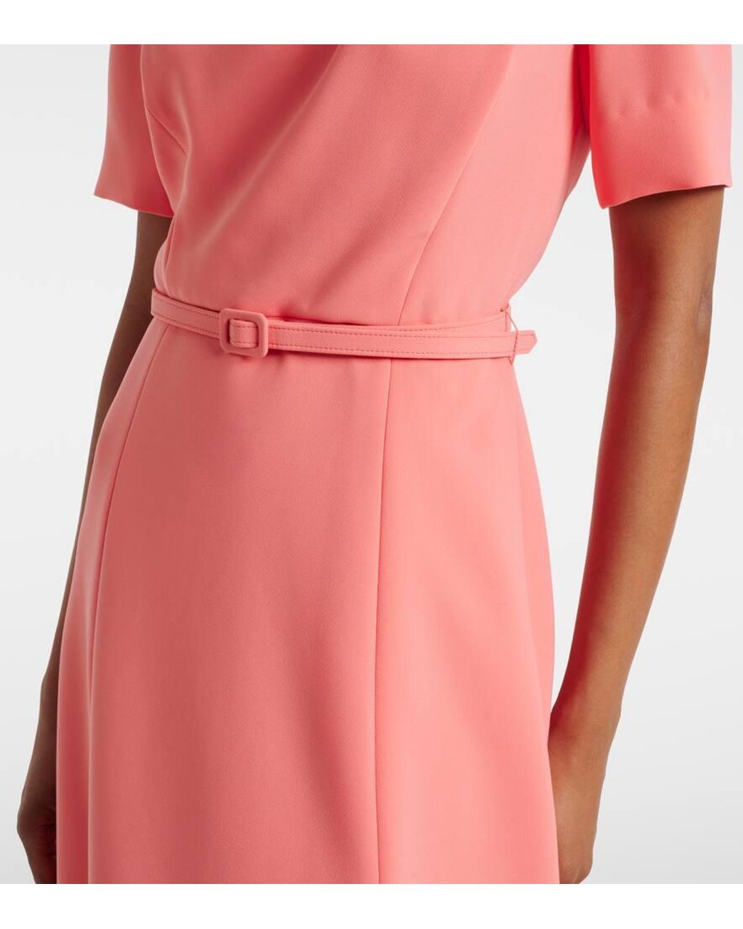 Carolina Herrera Pink Belted Crepe Midi Dress