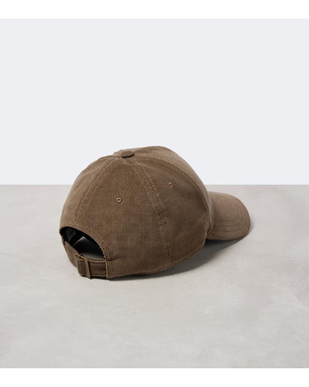 Saint Laurent Brown Corduroy Logo Baseball Cap