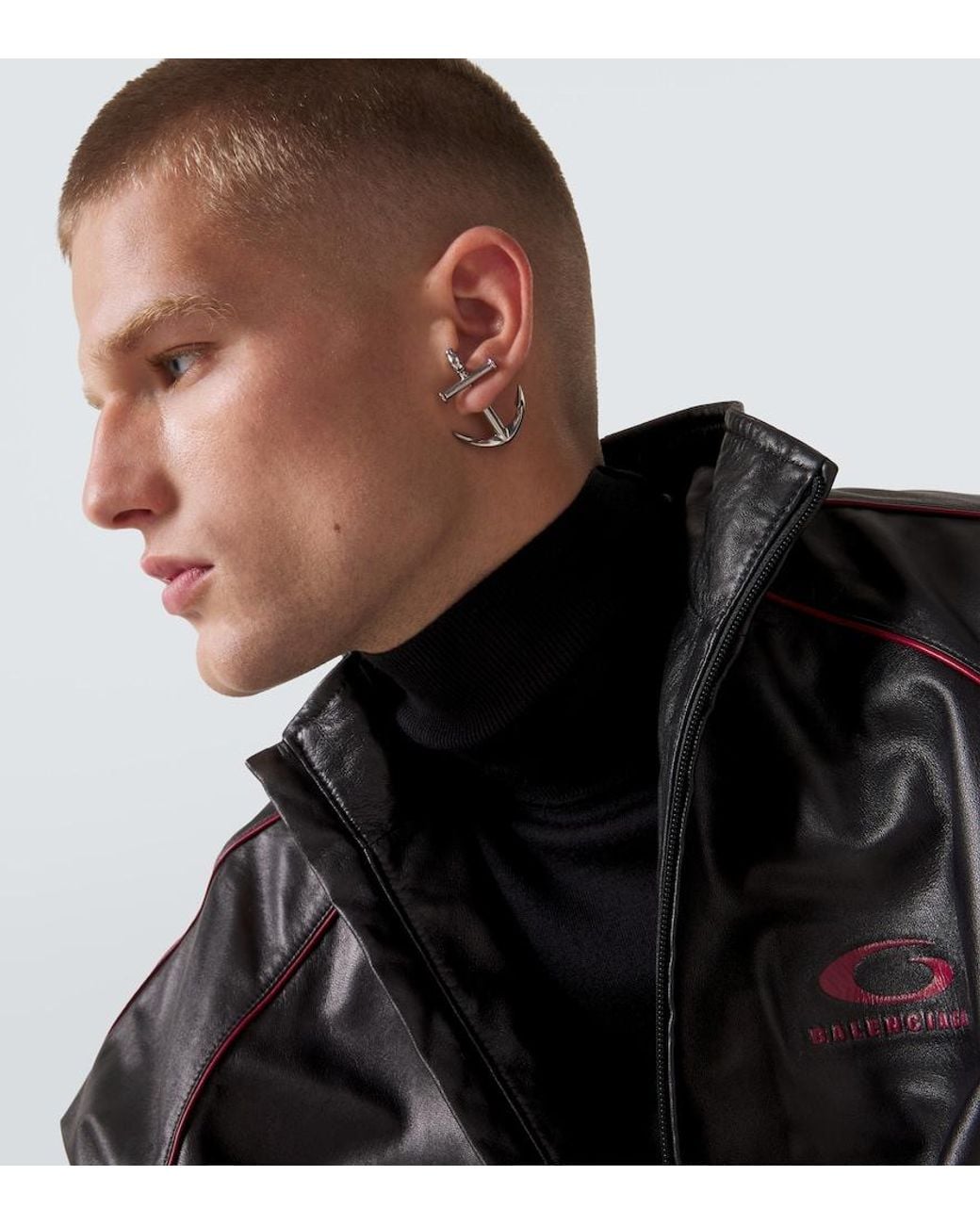 Balenciaga White Anchor Earrings for men