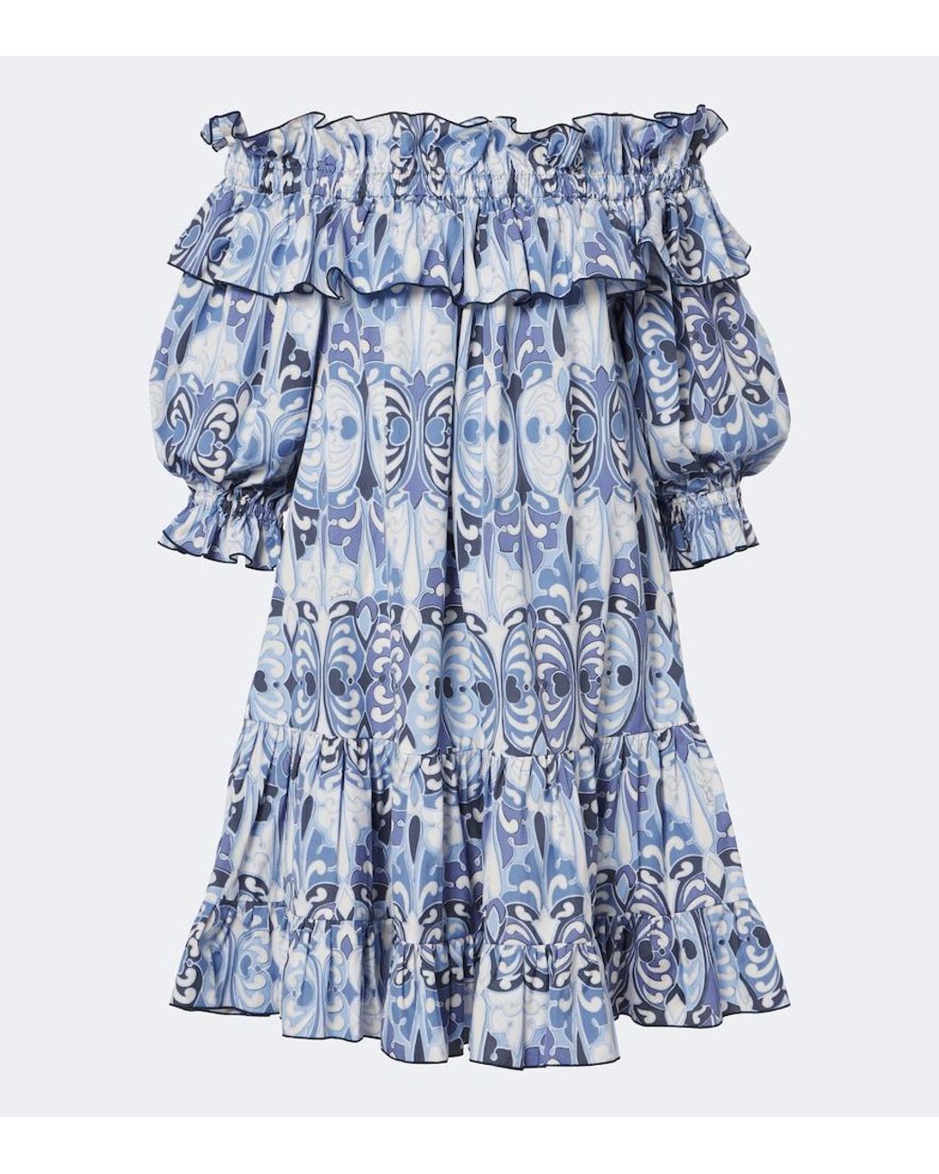 LaDoubleJ Blue Breakfast Printed Cotton Poplin Minidress