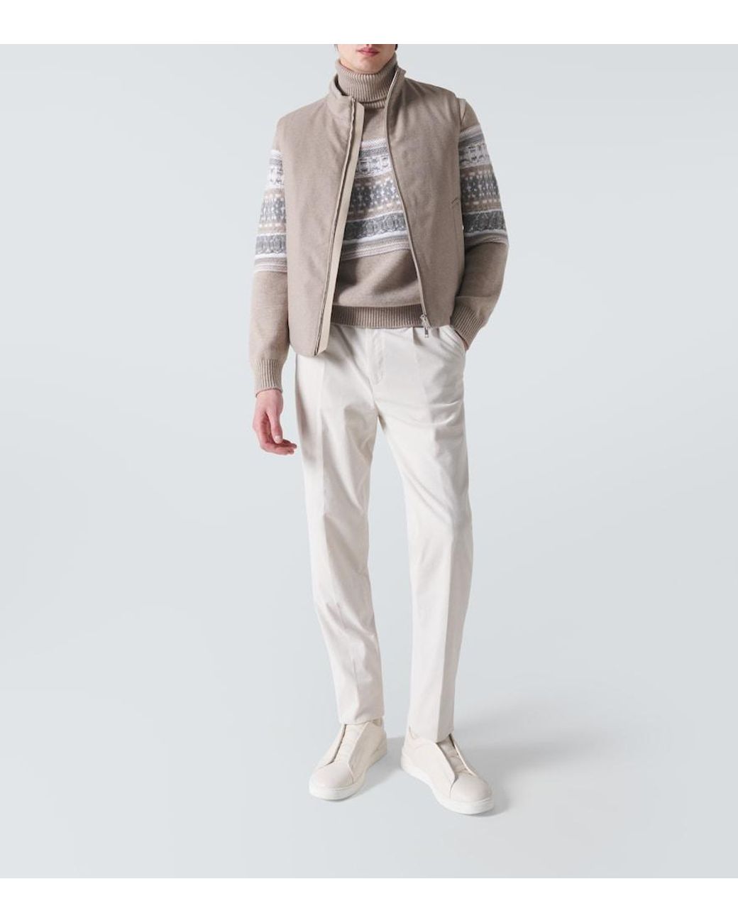 Zegna Gray Cashmere Down Vest for men