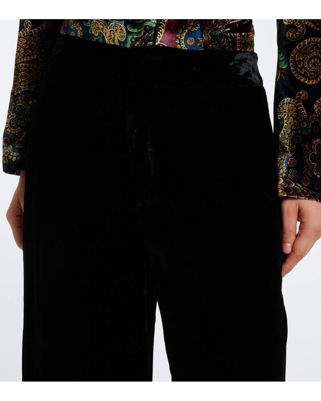 Etro Black Velvet Wide-Leg Pants