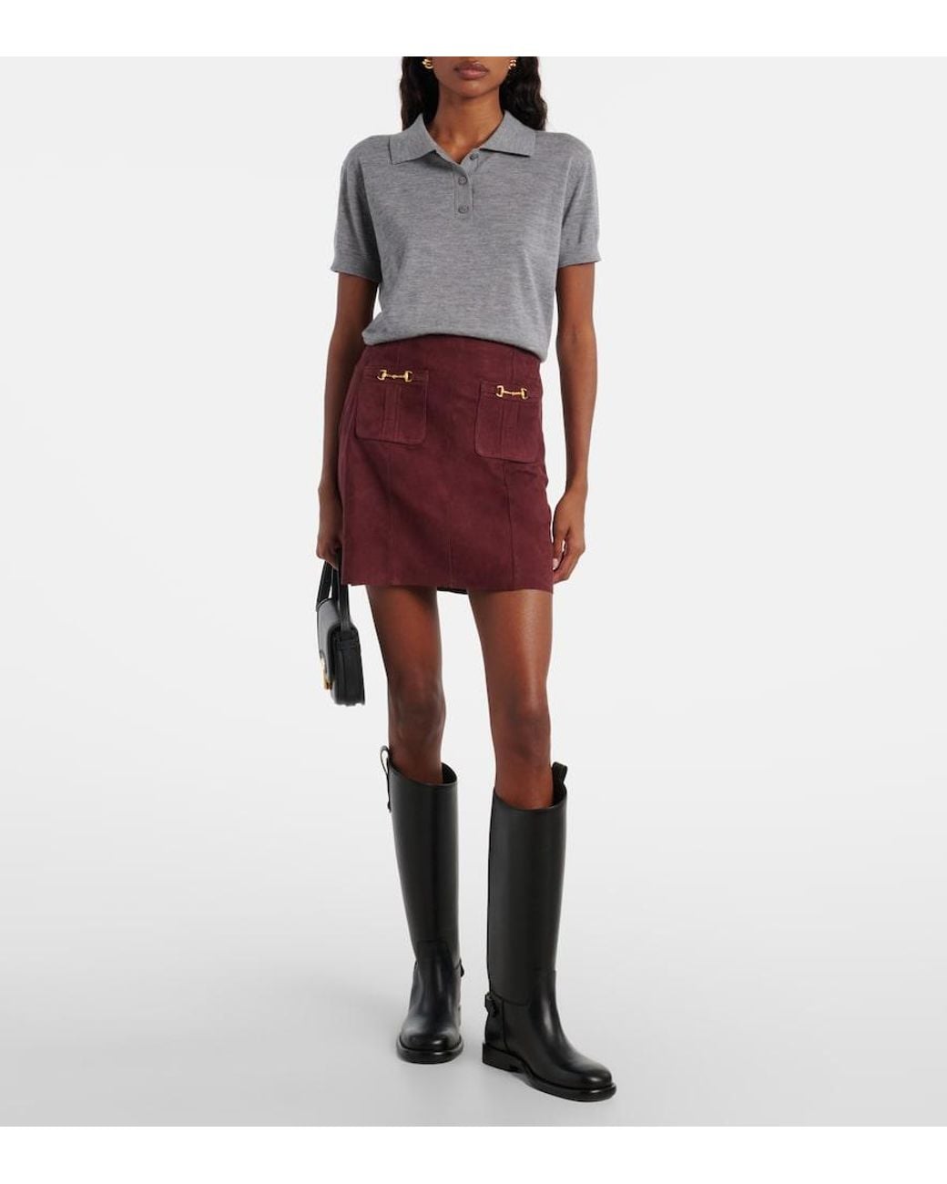 Rixo Red Wiley Suede Miniskirt