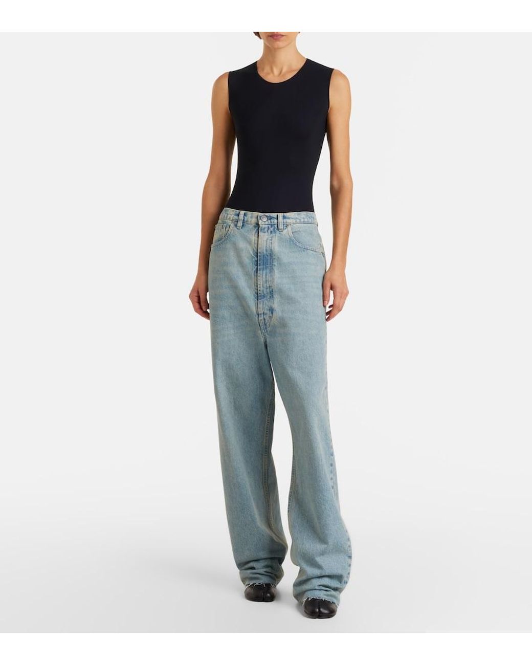 Maison Margiela Blue Frayed Straight Jeans