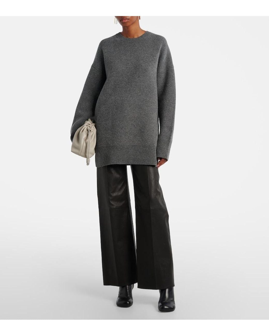FRAME Black Le Slim Palazzo High-Rise Leather Pants