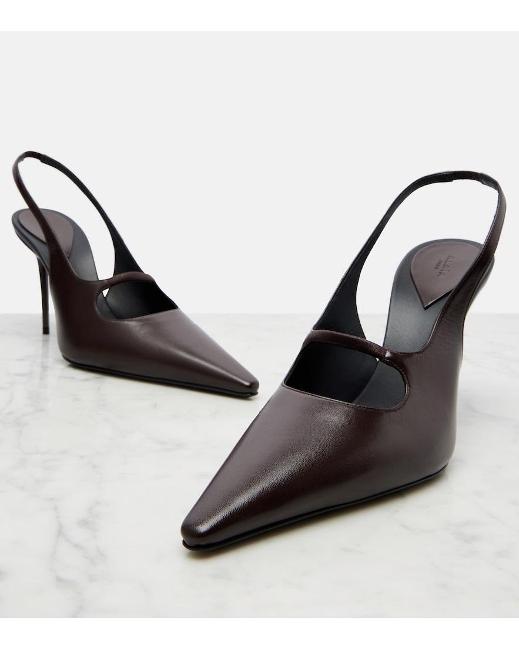 Alaïa Black Drop Leather Slingback Pumps