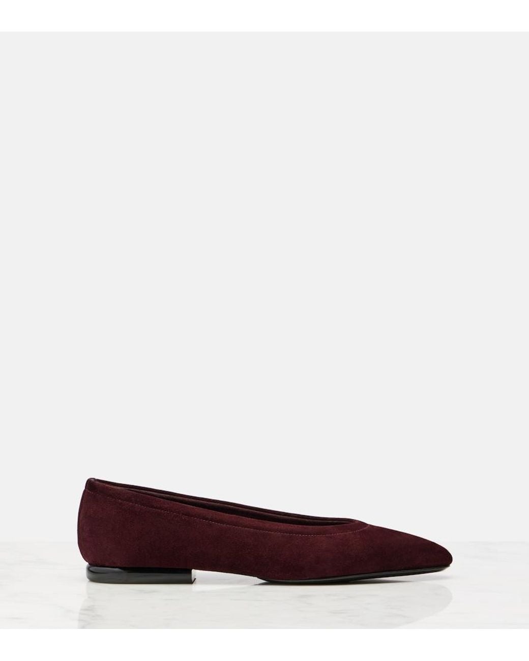Loro Piana Red Ballerinas Primula Aus Veloursleder