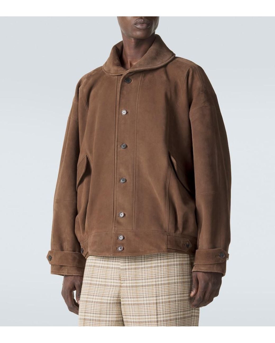 Auralee Brown Suede Blouson Jacket for men
