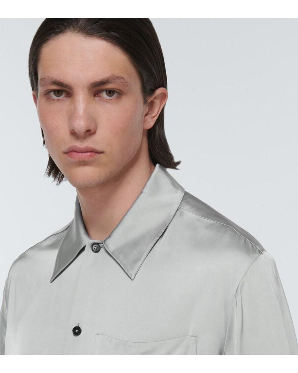 Jil Sander White Shirt 36 Satin Bowling Shirt for men
