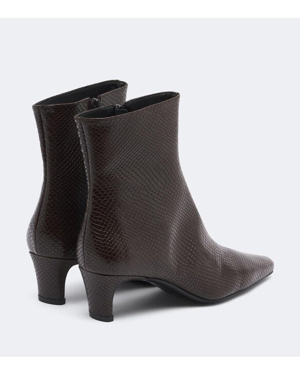 Staud Black Wally Snake-Effect Leather Ankle Boots