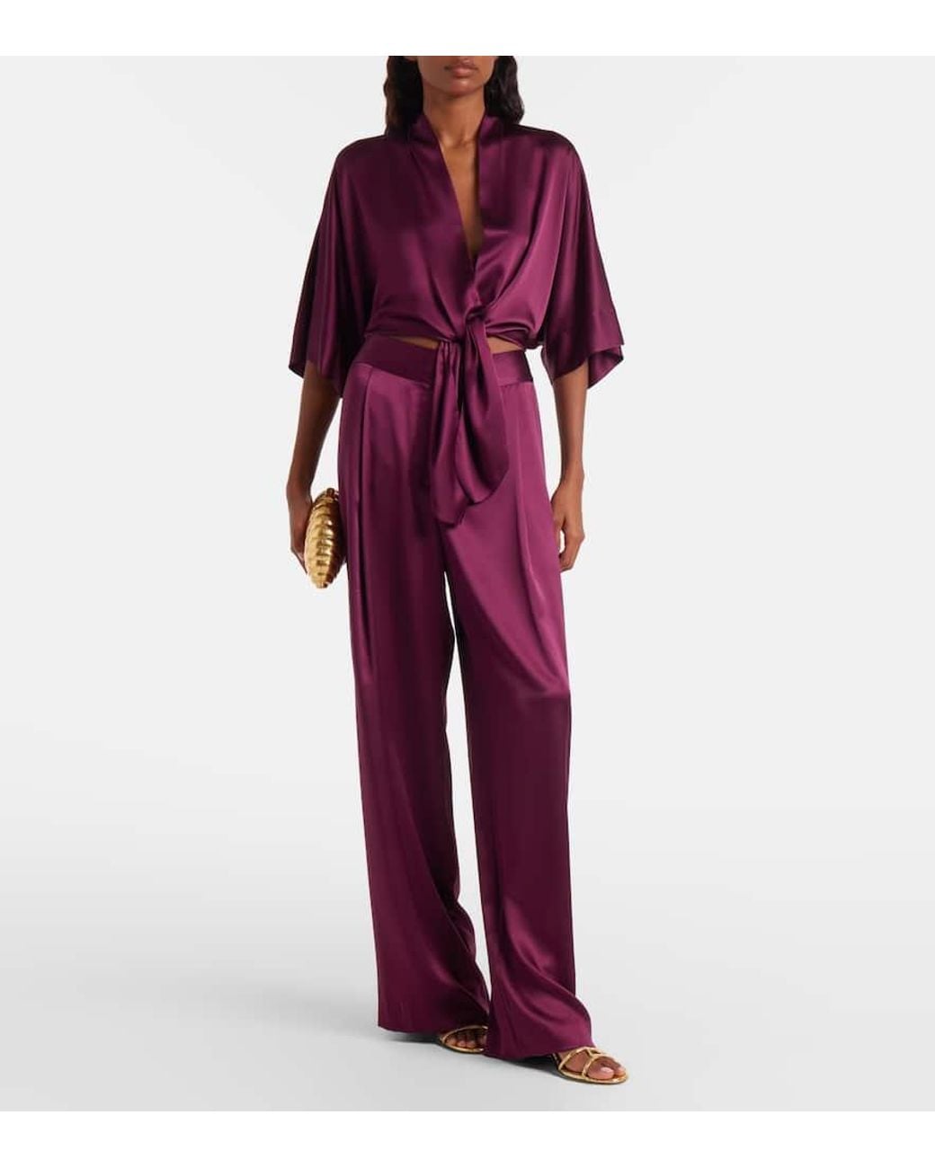 The Sei Purple Cropped-Top Aus Seiden-Charmeuse