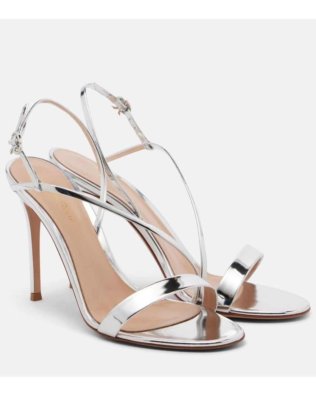 Gianvito Rossi Metallic Manhattan Mirrored Leather Sandals