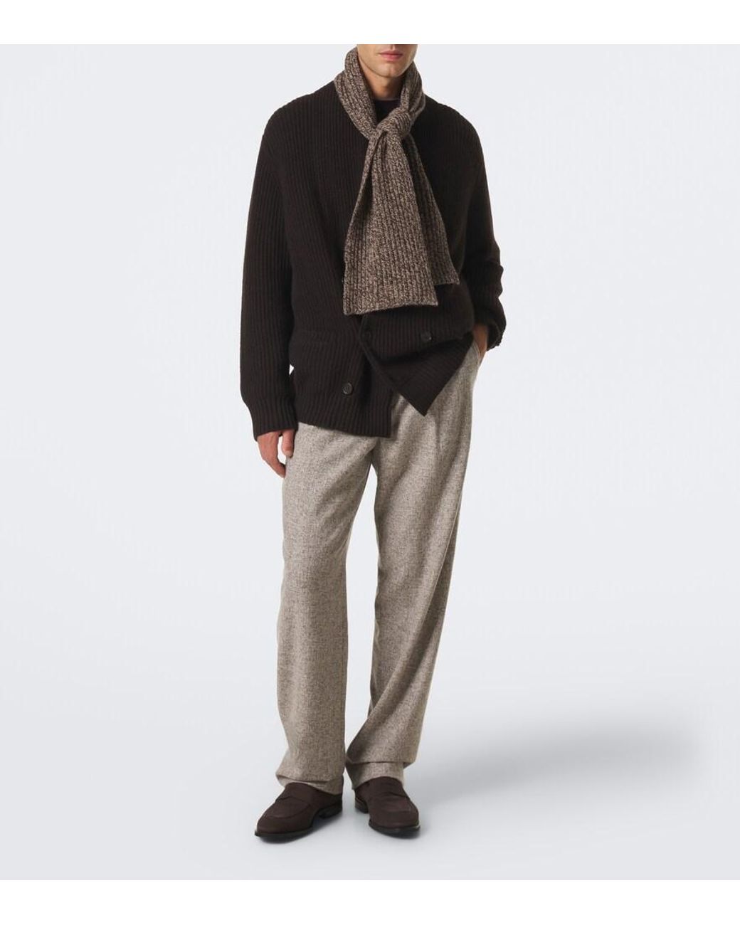 Agnona Brown Wool And Cashmere Scarf for men