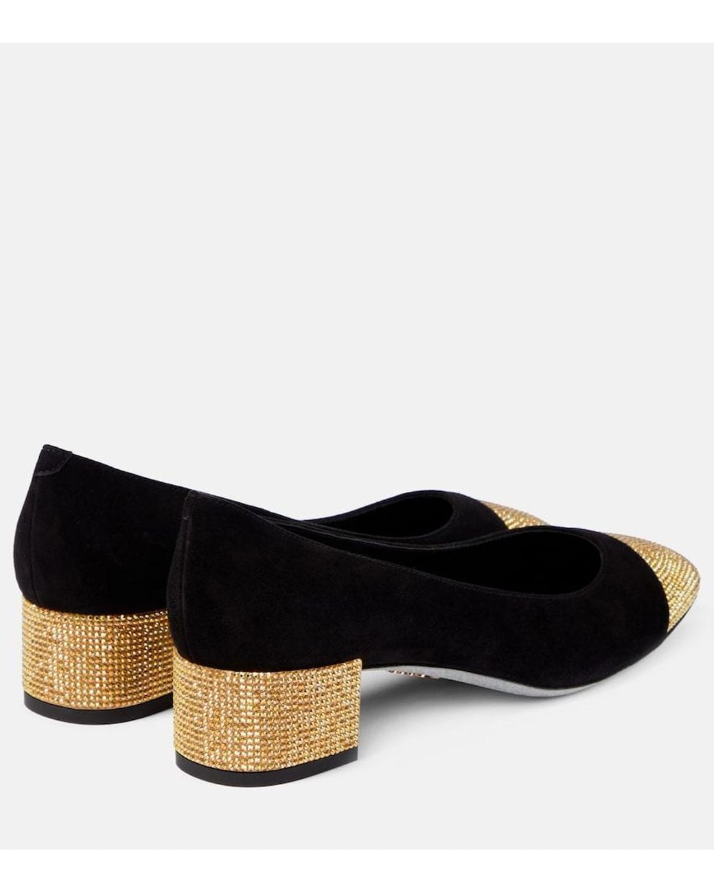 Rene Caovilla Black Bonnie Embellished Suede Pumps