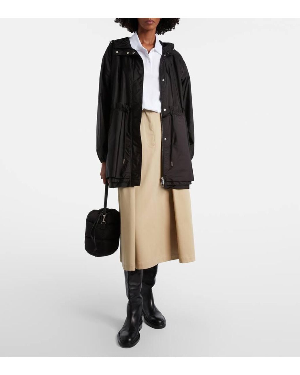 Falda Midi De Popelin Plisada Prada de color Green