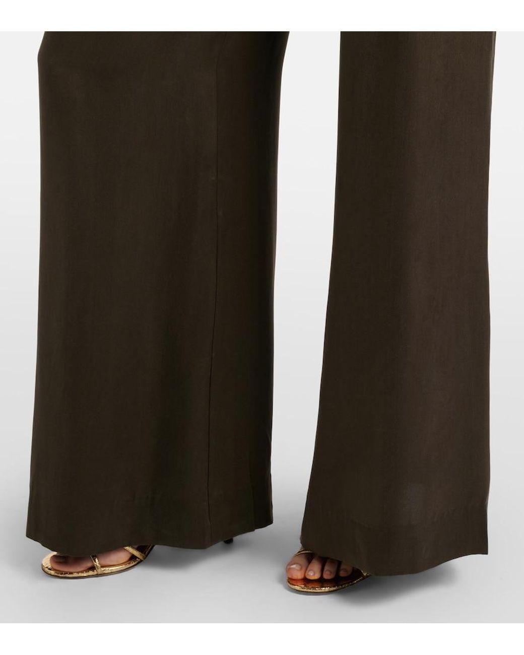 Zimmermann Brown Belted Silk Wide-Leg Pants