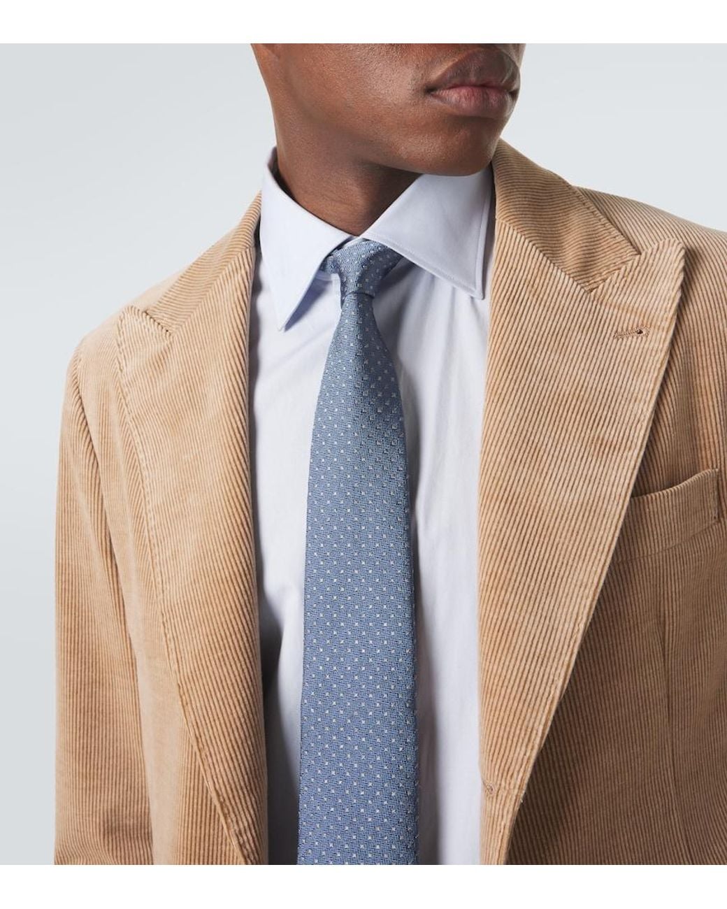 Brunello Cucinelli Blue Silk Jacquard Tie for men