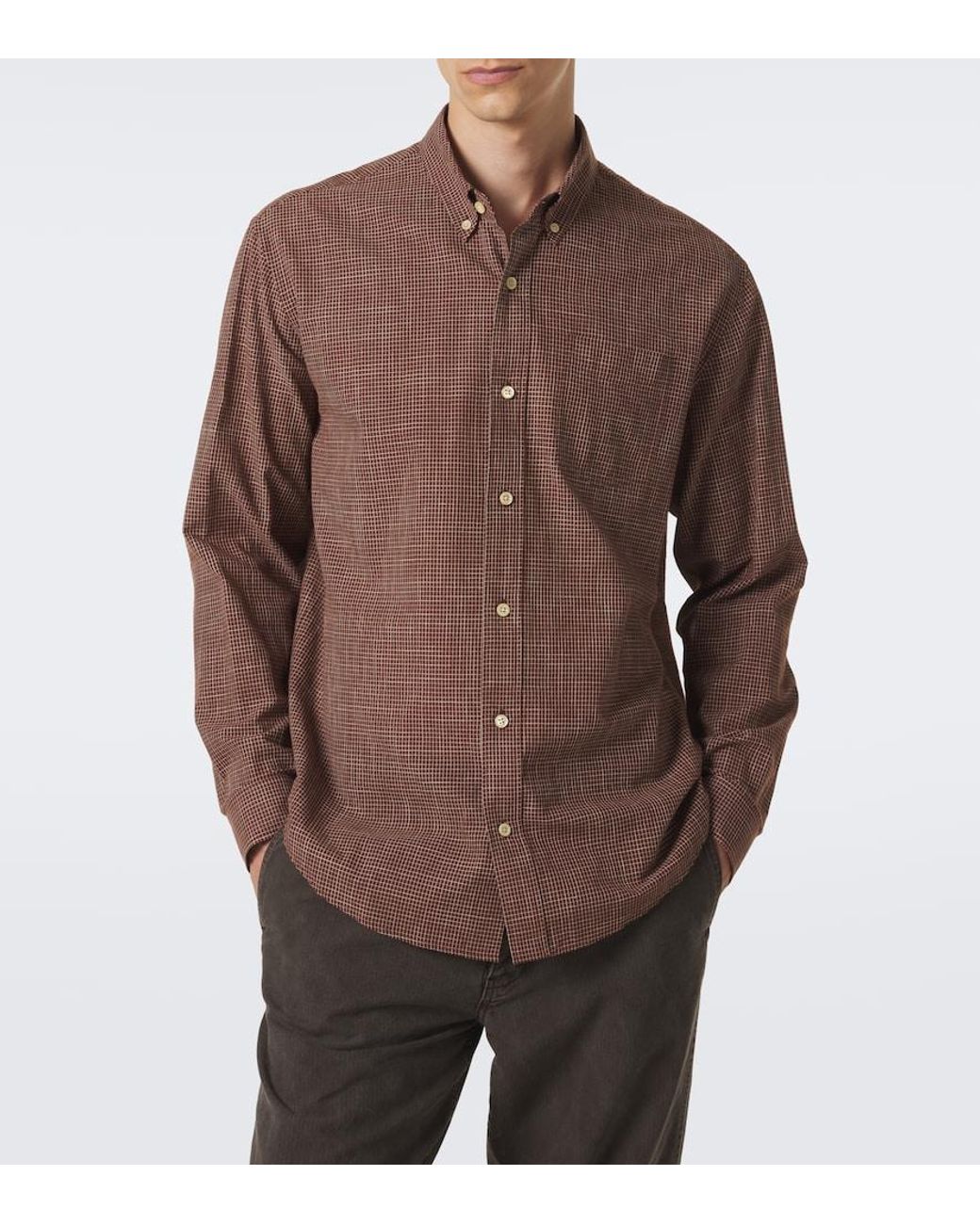 The Row Brown Pompeo Checked Cotton Flannel Shirt for men