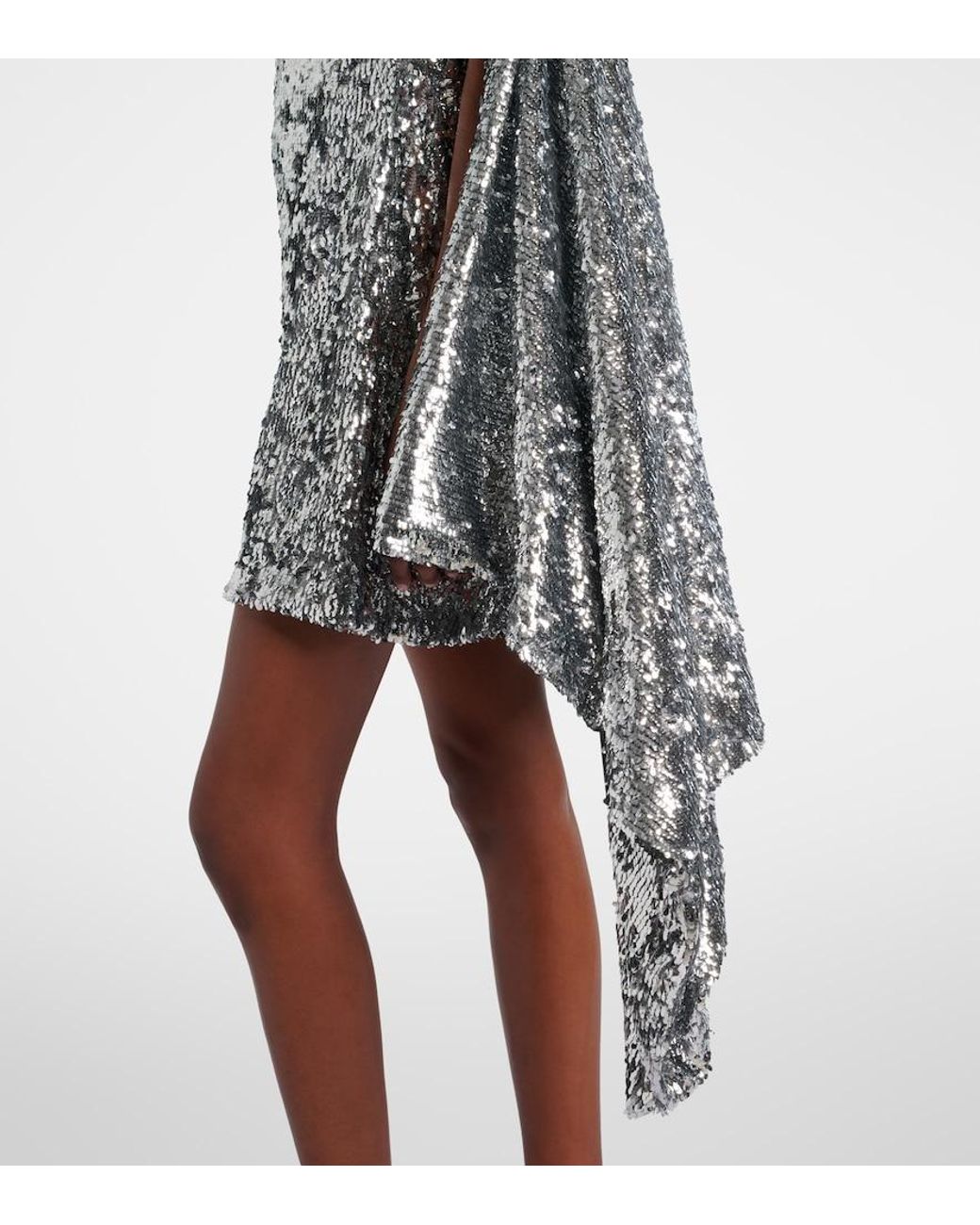 Coperni Gray Zero Waste Draped Sequined Minidress