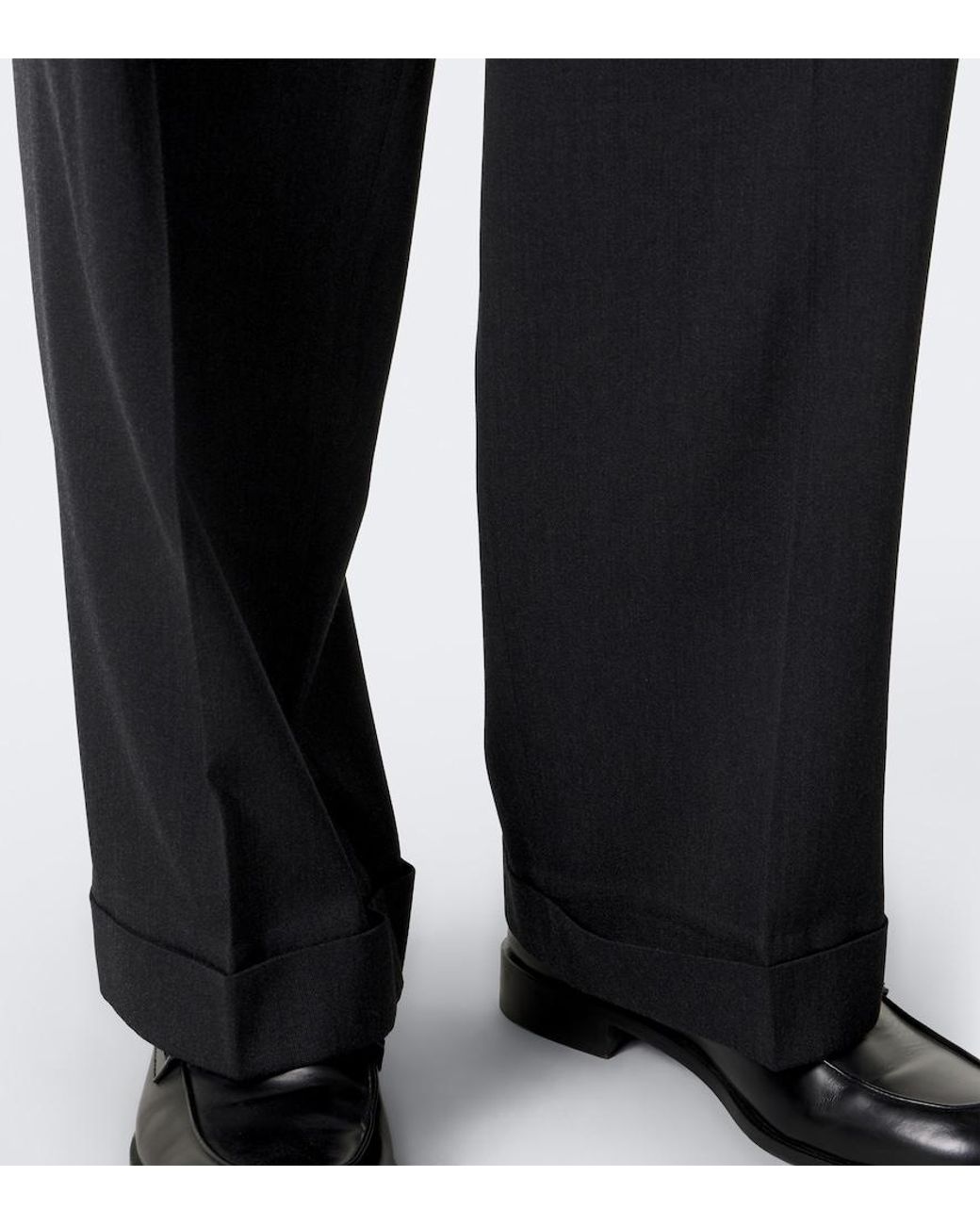 A.PRESSE Black Wool Straight Pants for men
