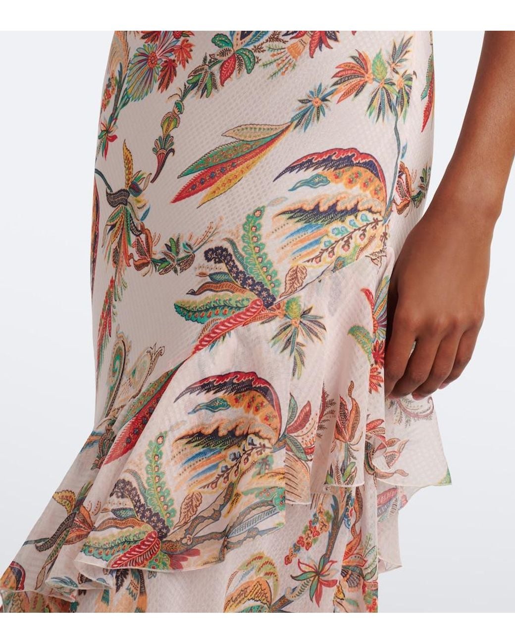 Etro Natural Floral Ruffled Gown