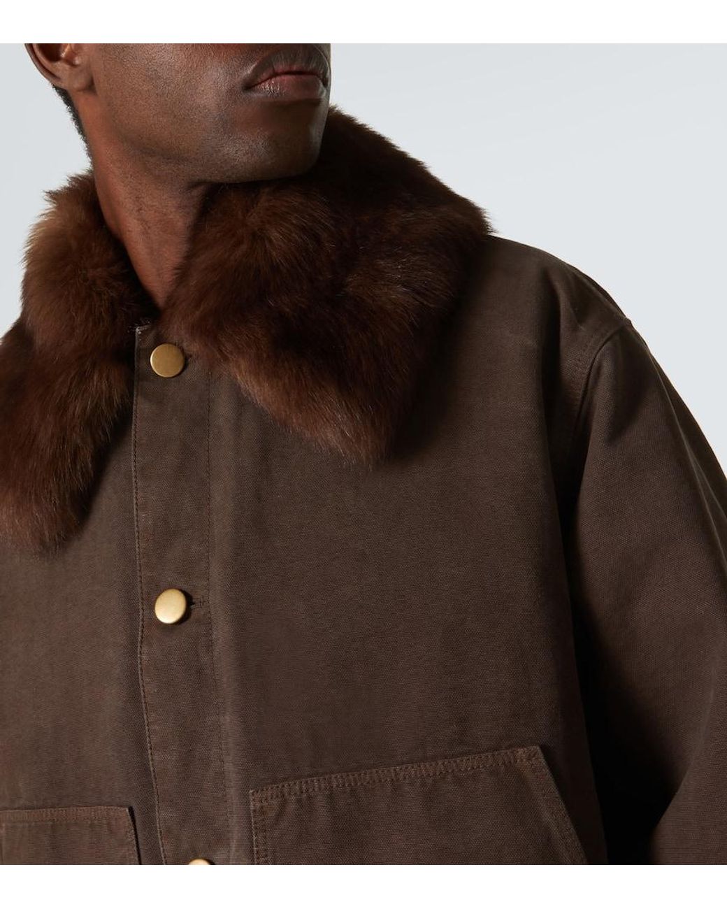 Prada Brown Shearling-Collar Jacket for men
