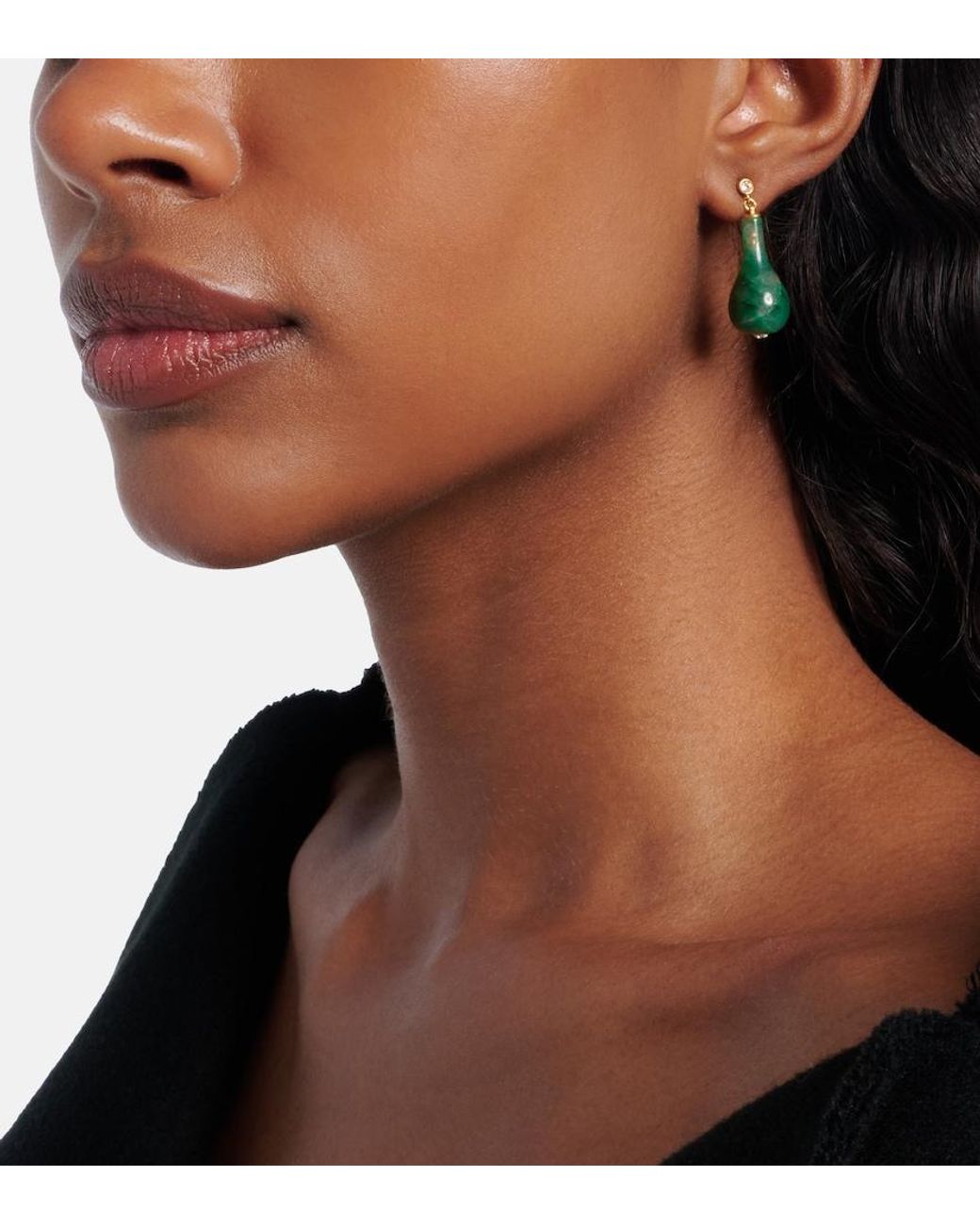 Totême  Green Embellished-Plated Drop Earrings