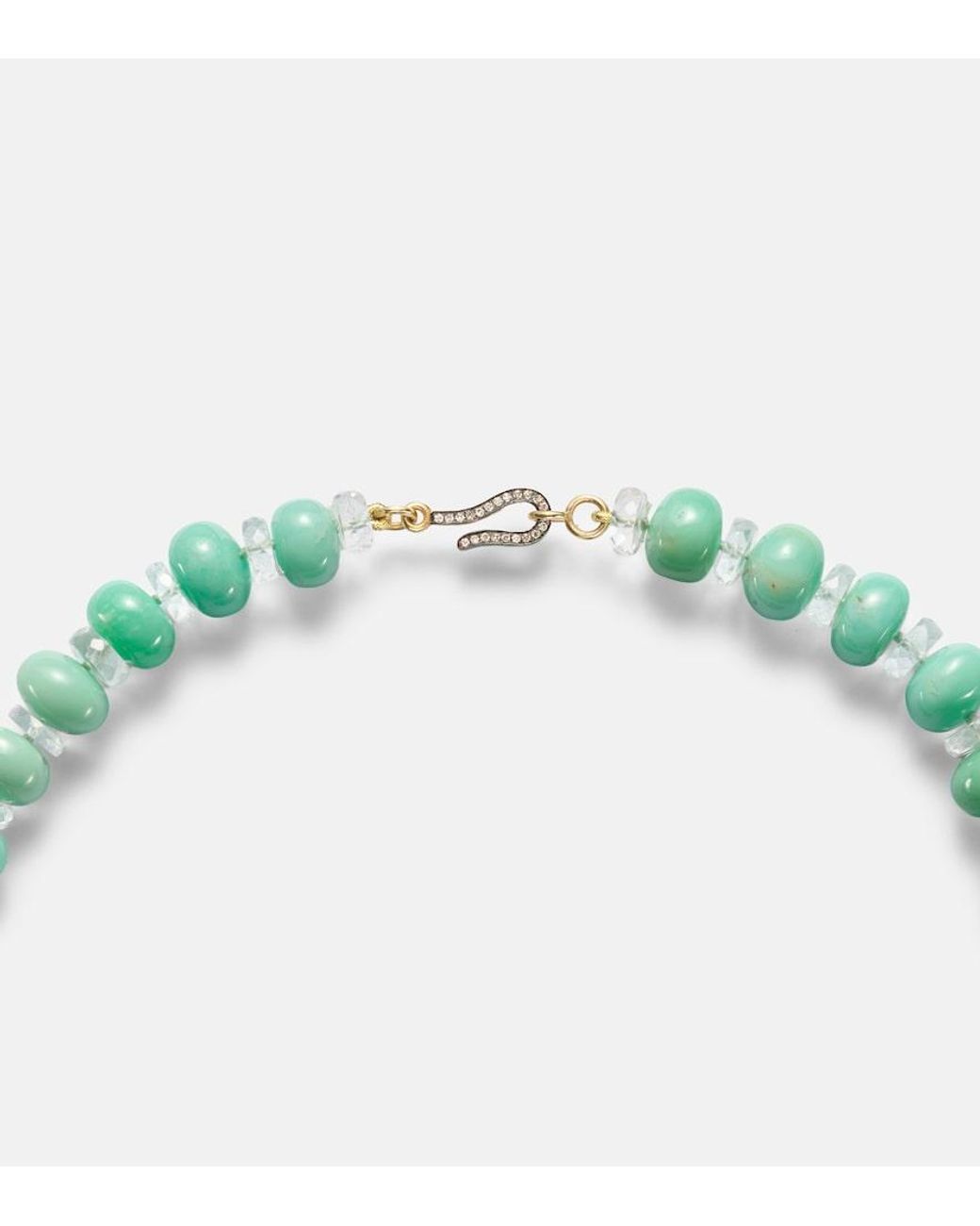 Ileana Makri Green Beaded Necklace With Chrysoprases, Topaz, And Diamonds