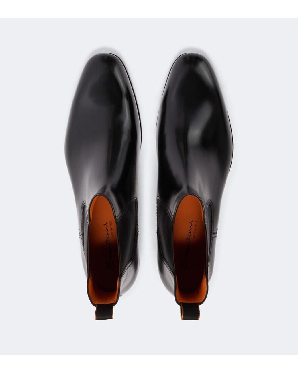 Santoni Black Leather Chelsea Boots for men