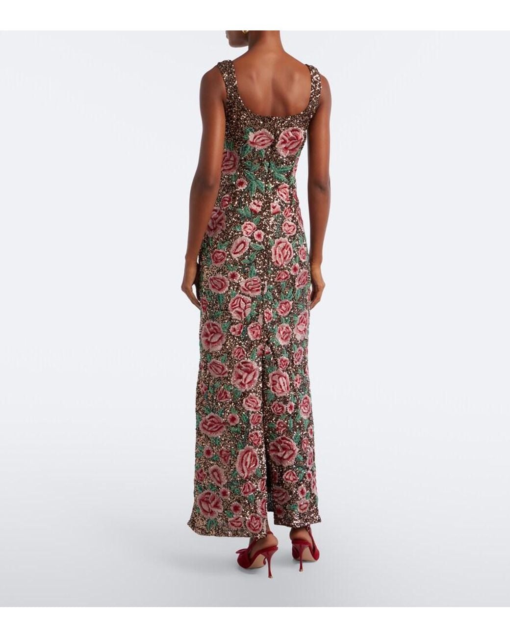 La Fuori Purple Antique Bloom Sequined Gown