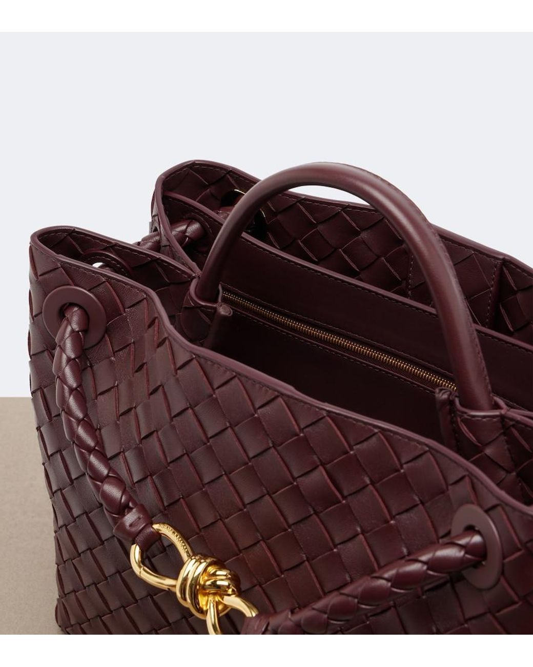 Bottega Veneta Purple Andiamo Medium Leather Tote Bag
