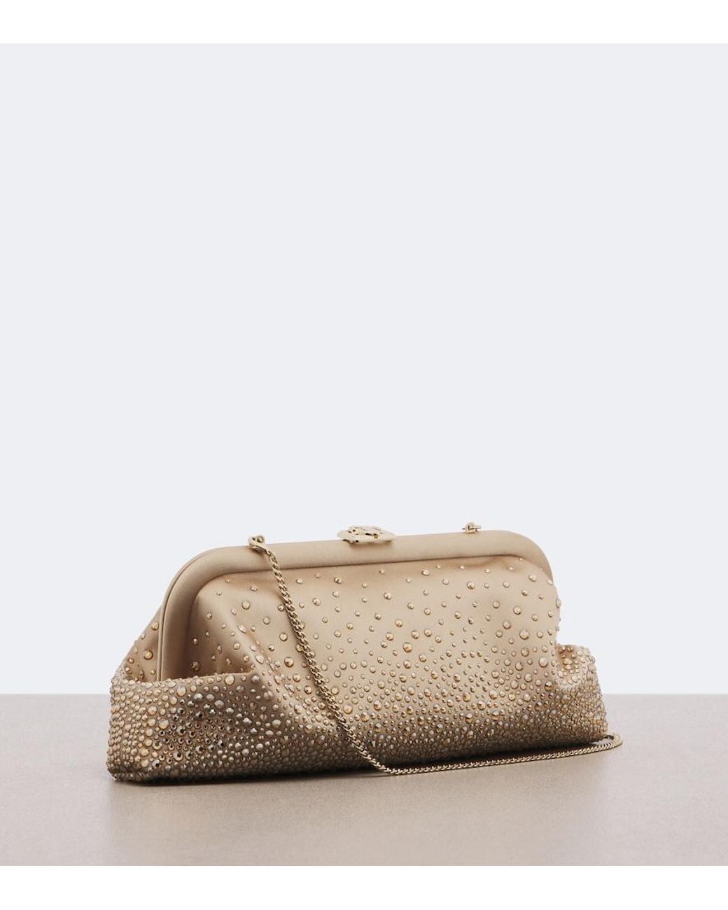 Jimmy Choo Natural Skylar Crystal-Embellished Satin Clutch