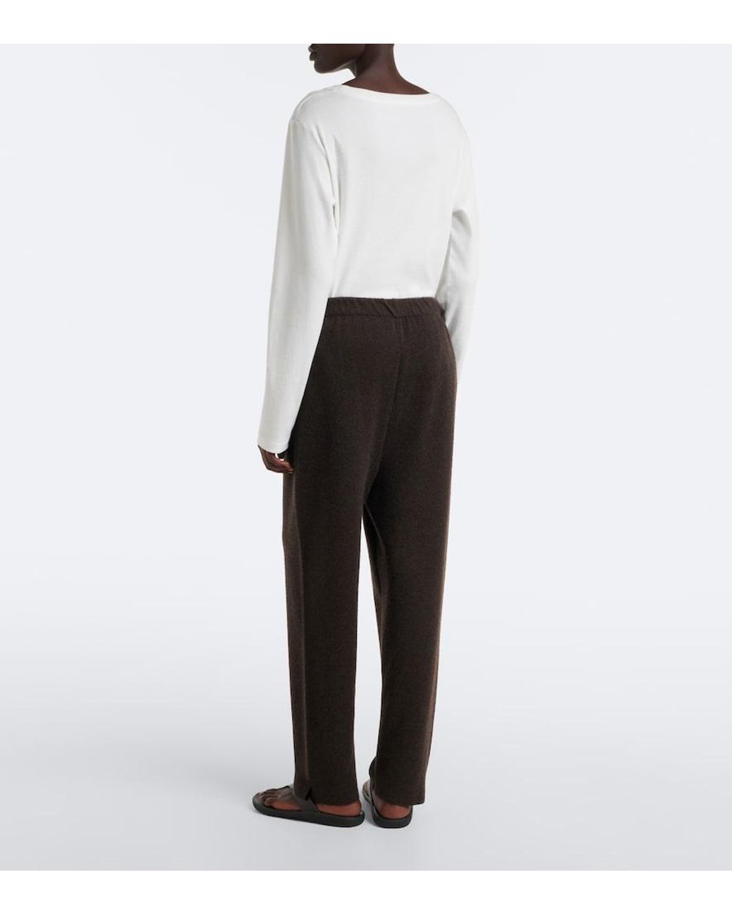 The Row Brown Parvi Cashmere Wide-Leg Pants
