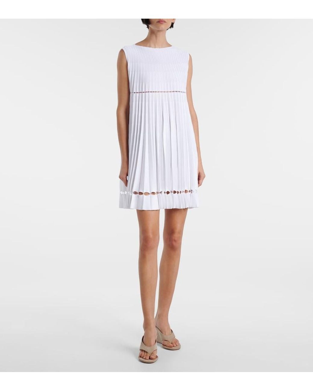 Alaïa White Plisse Pointelle Minidress