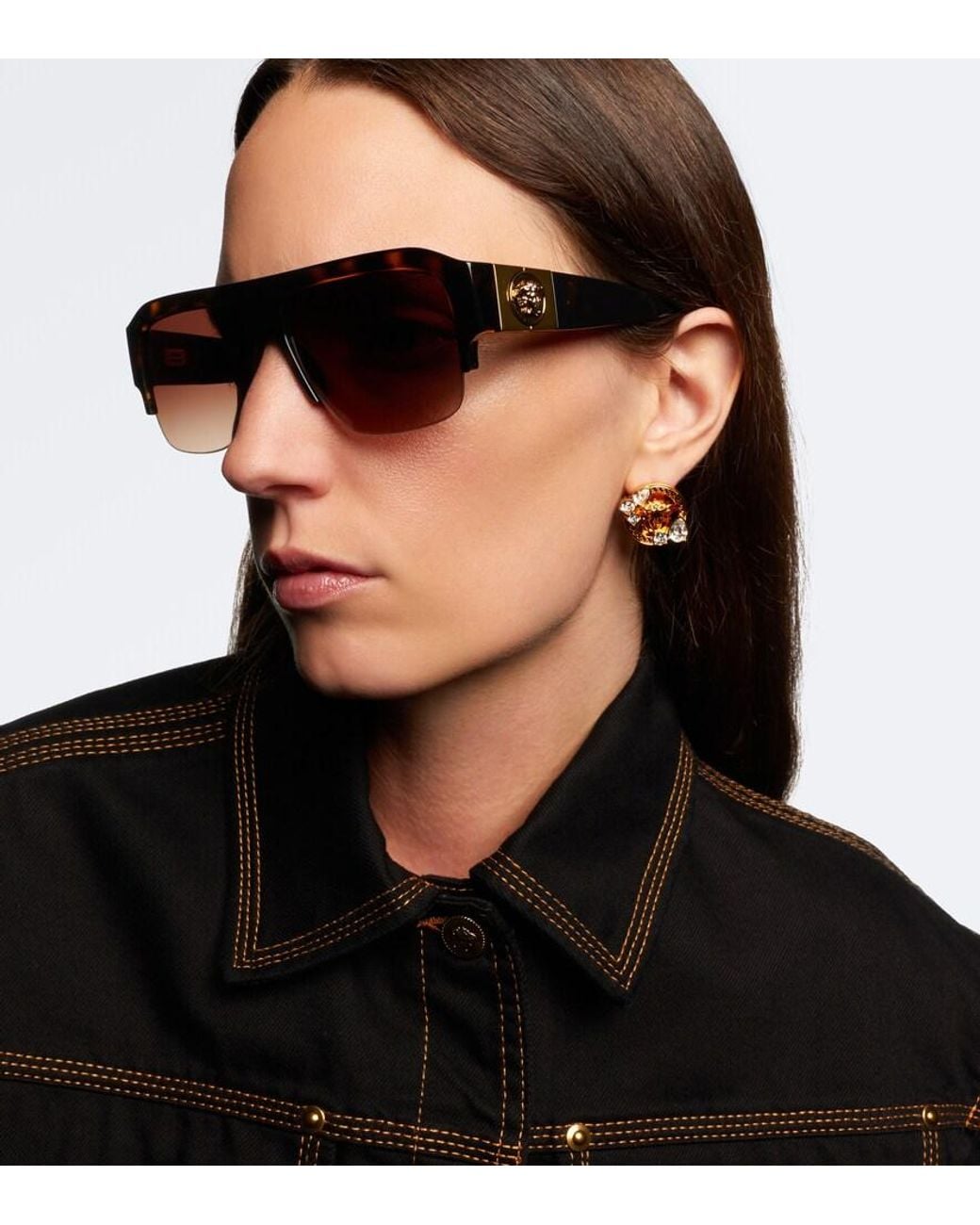 Versace Brown Vance Aviator Sunglasses