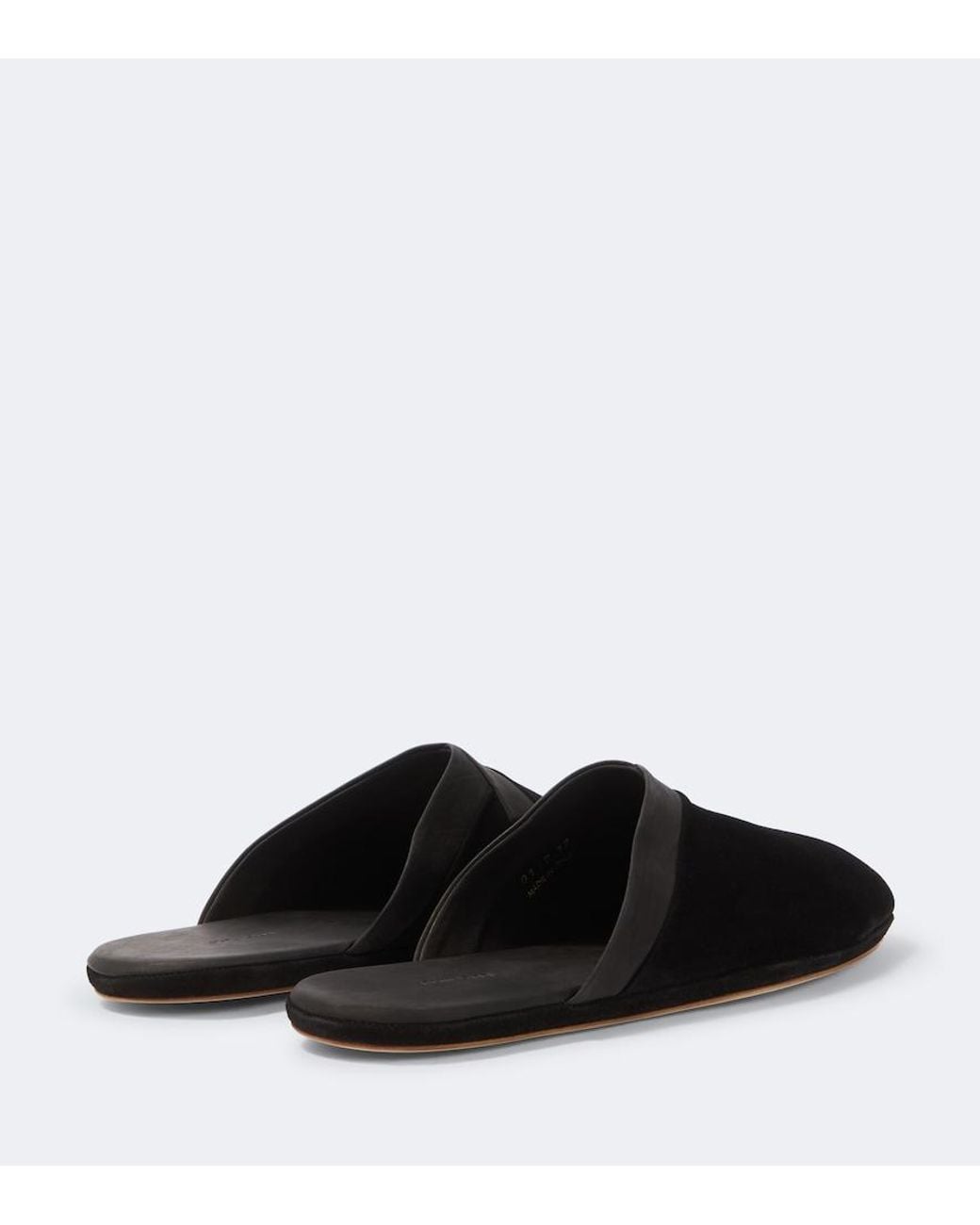 John Lobb Black Leather-Trimmed Suede Slippers for men
