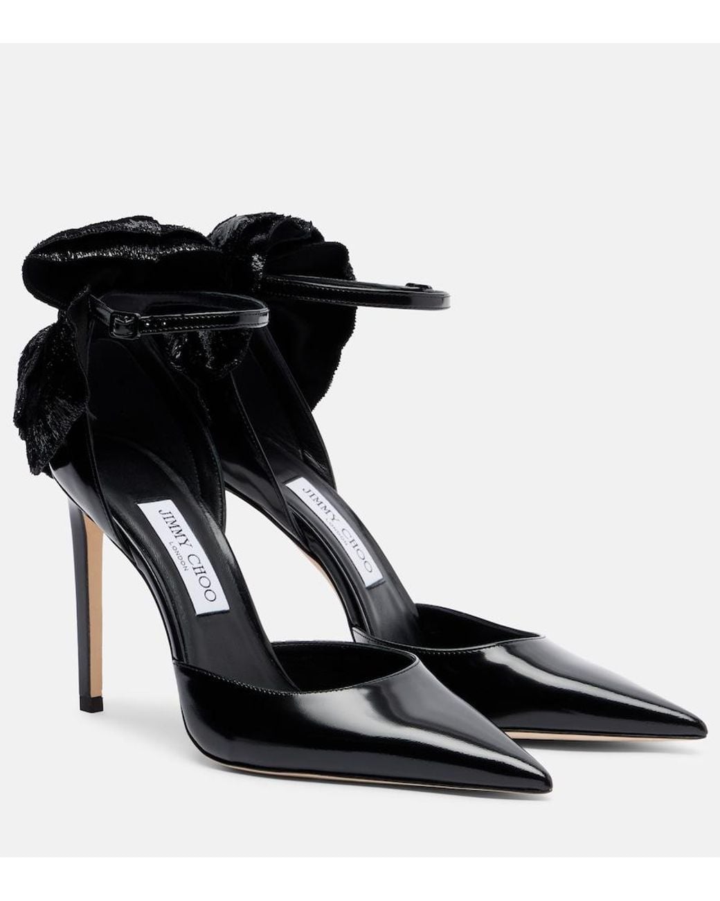 Jimmy Choo Black Marja 100 Floral-Applique Leather Pumps