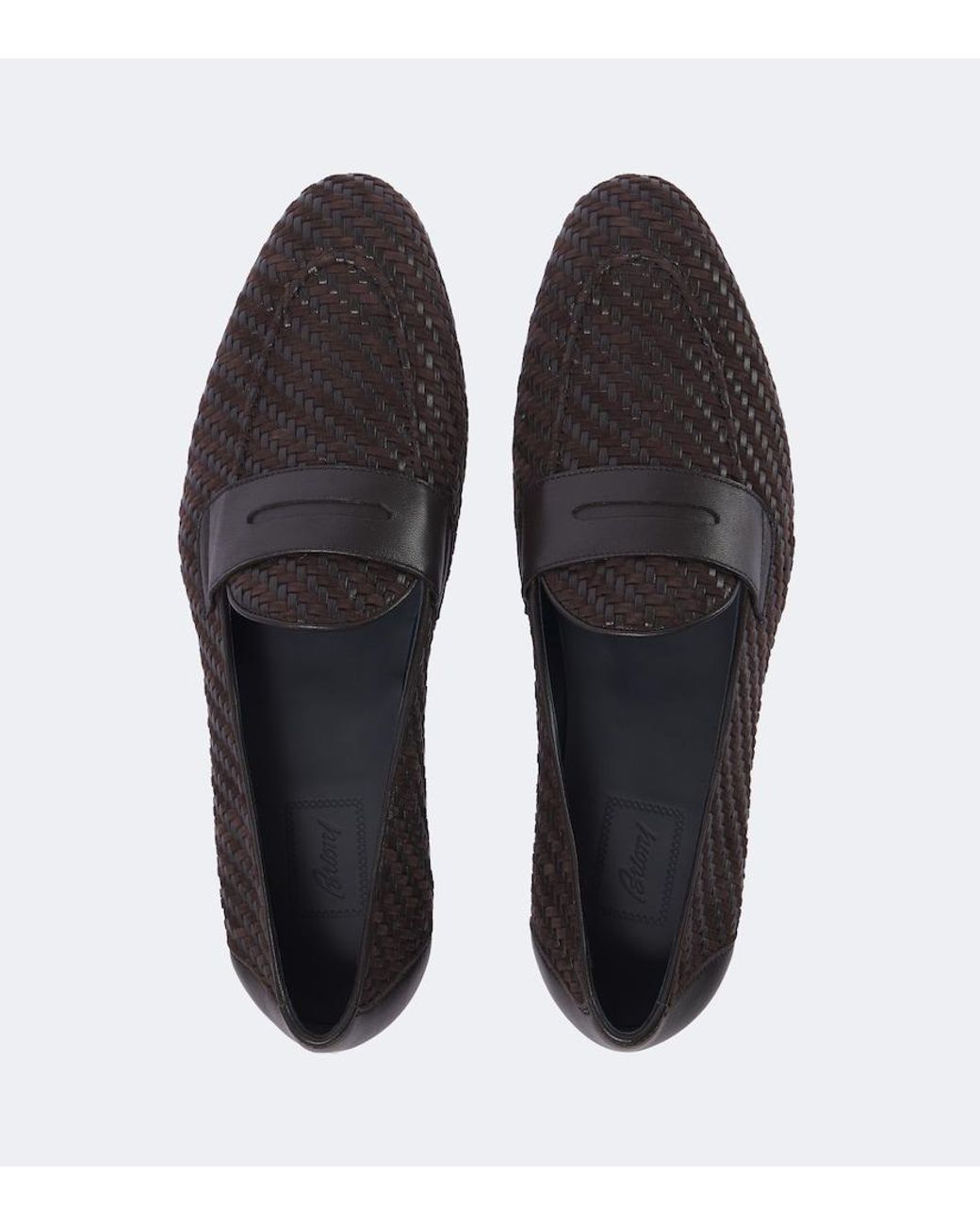 Brioni Black Appia Leather And Suede Penny Loafers for men