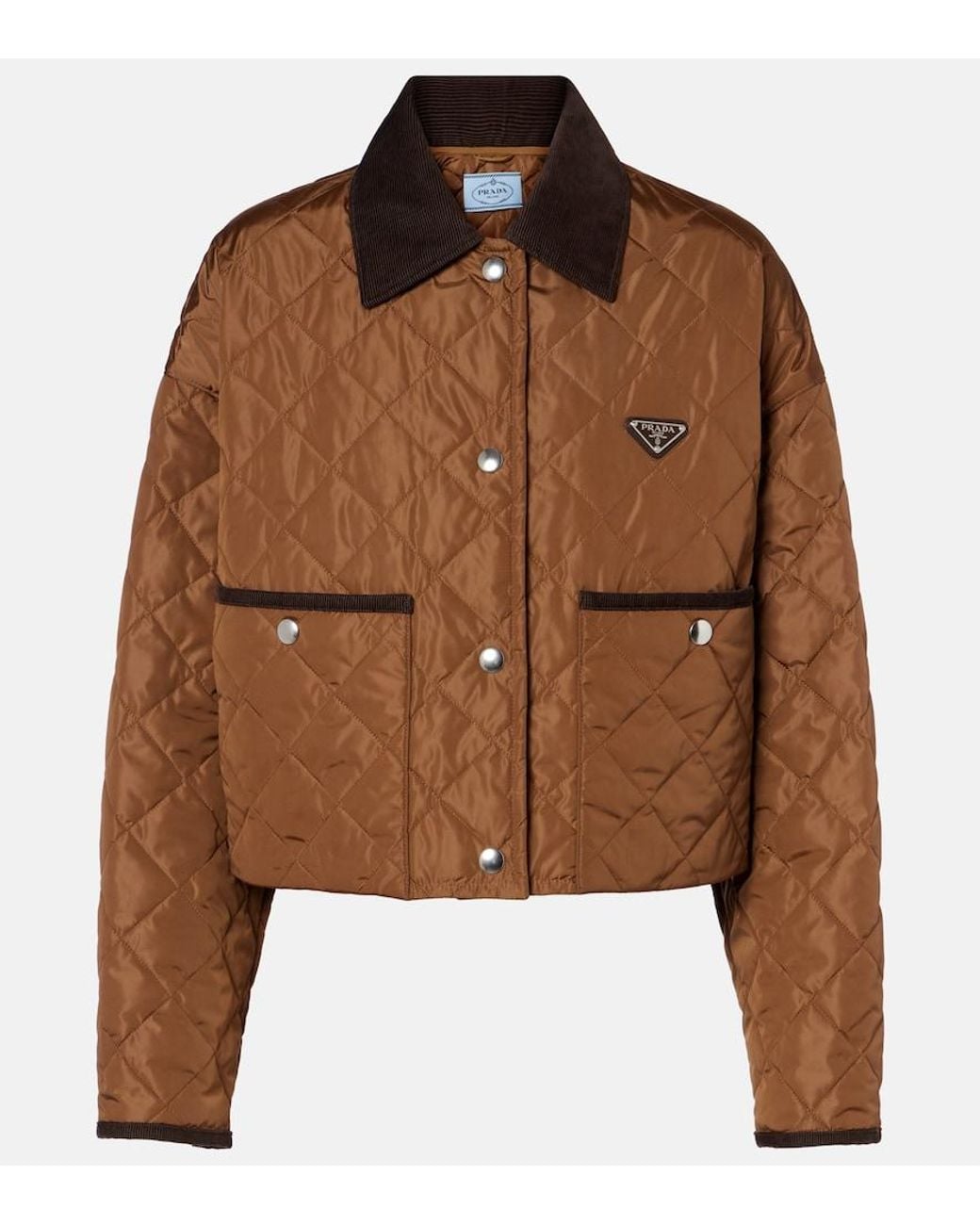 Prada Brown Re-Nylon Quilted Cropped Jacket