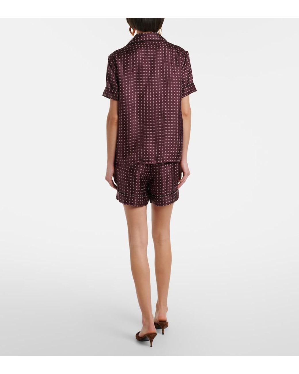 Saint Laurent Red Printed Silk Satin Shorts