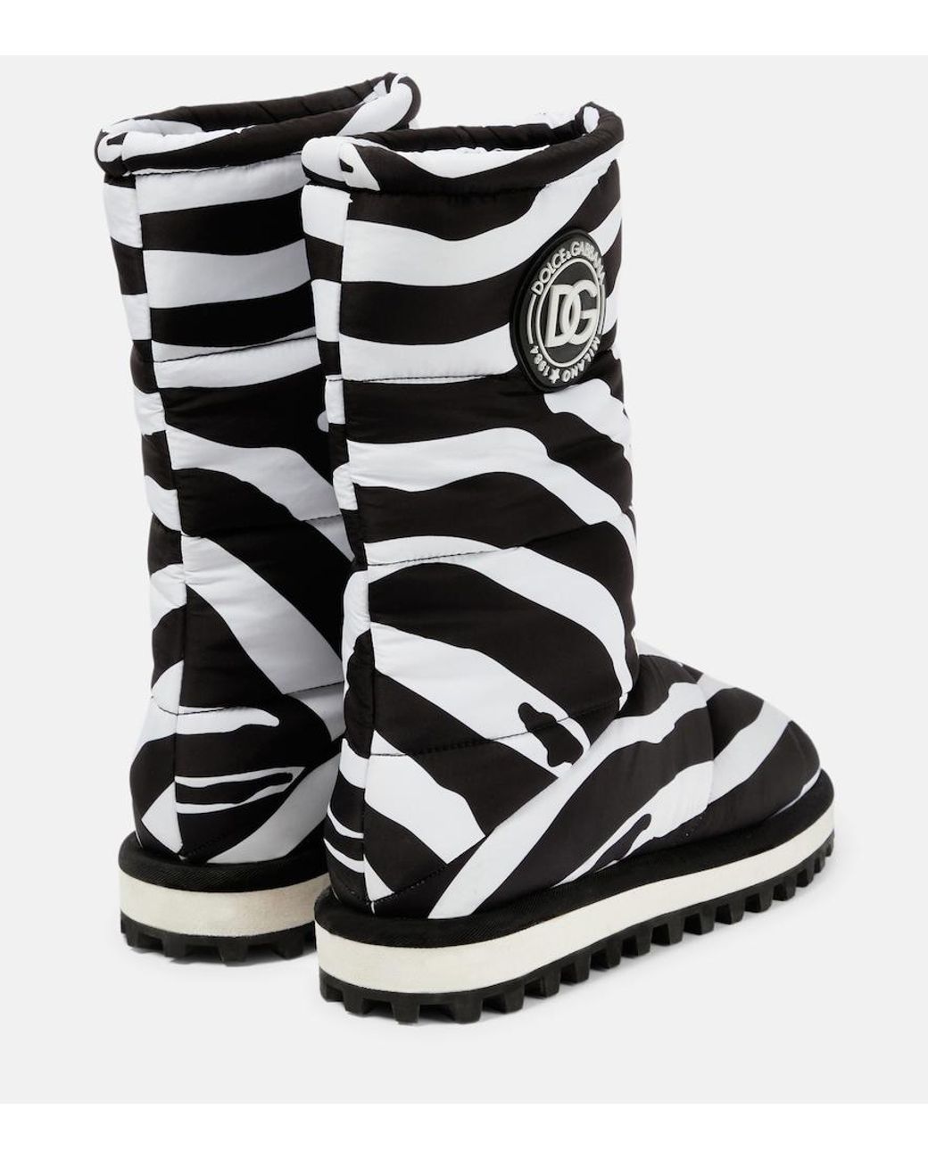 Dolce & Gabbana Black Zebra-print Padded Nylon Snow Boots