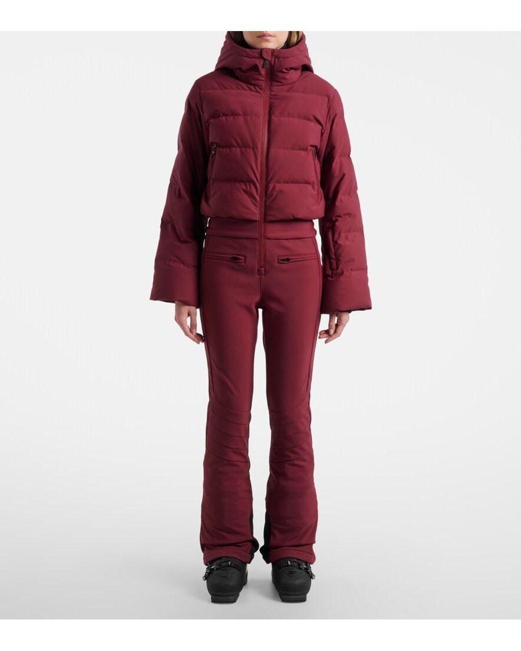 Perfect Moment Red Polar Flare Down Ski Suit